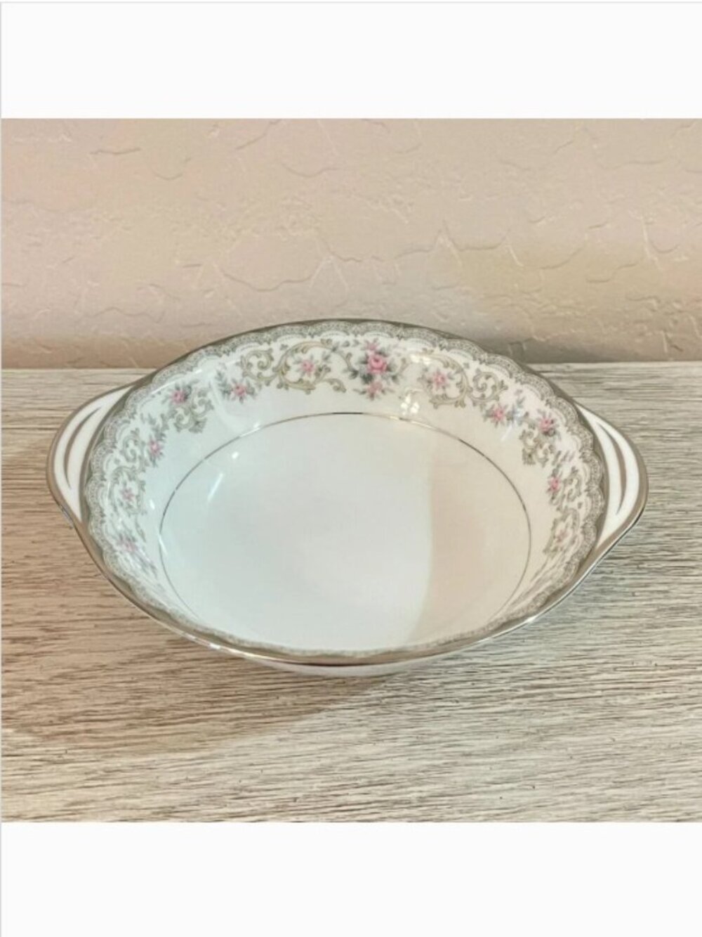 Noritake China Edgewood 5807 Lugged Bowl Cereal Handles Rose Floral 6 Available